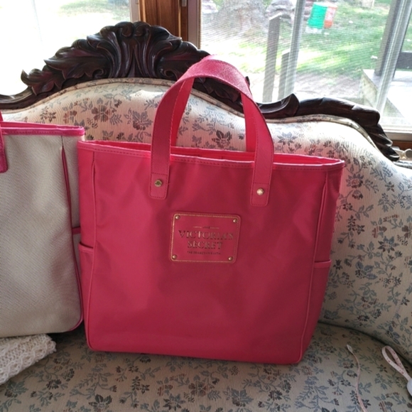 Victoria Secret Totes Set of 2✌New 15"W×12.5"H×4" Strong Canvas - Picture 7 of 14